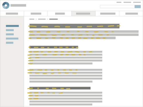 Bruger fokuserer på resumé, mellemoverskrifter og starten af afsnit i en webtekst