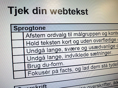 Tjekliste til kvalitetssikring af webtekster